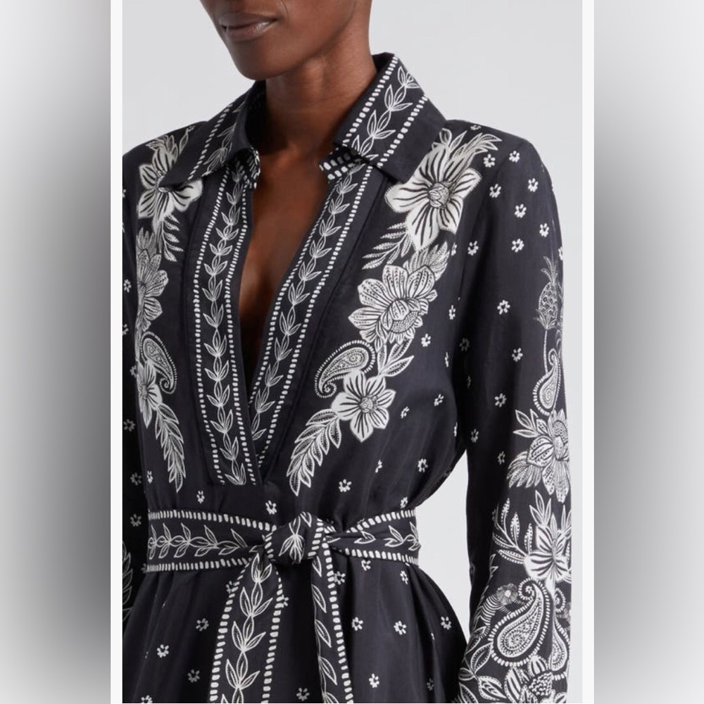NWT $275 Farm Rio Paisley Bloom Long Sleeve Dress, PAISLEY BLOOM BLACK, XS + M! - Picture 4 of 7